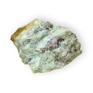 Alumohydrocalcite in nickel stained rock Hydrous basic calcium aluminum carbonate Mount Hamilton Santa Clara County California.jpg