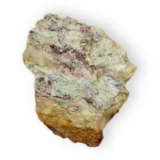 Alumohydrocalcite in nickel stained rock Hydrous basic calcium aluminum carbonate Mount Hamilton Santa Clara County California 2320.jpg