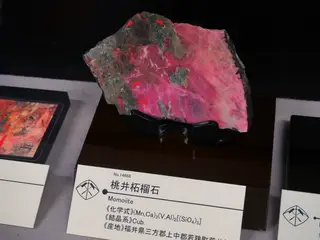 Momoiite displayed at Mining Museum of Akita University 02.jpg