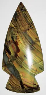 Polished "morrisonite jasper" arrowhead (Oregon, USA) 1.jpg
