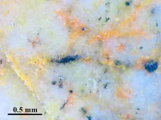 Tsygankoite, Alabandite, Arsenic, Orpiment, Calcite, Dolomite.png