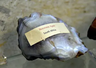 Botswana agate from South Africa. Erbil Stones and Gems Museum, Erbil Citadel, Hawler, Iraq.jpg