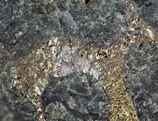 Braggite (Johns-Manville Reef, Stillwater Complex, Neoarchean, 2.71 Ga; Stillwater Mine, Beartooth Mountains, Montana, USA) (21125462876).jpg