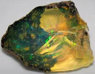 Hydrophane opal (precious opal) immersed in water (Tertiary; Ethiopia) 1 (32332088570).jpg