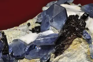 Bénitoïte, neptunite, joaquinite-(Ce), natrolite 1 (USA).jpg
