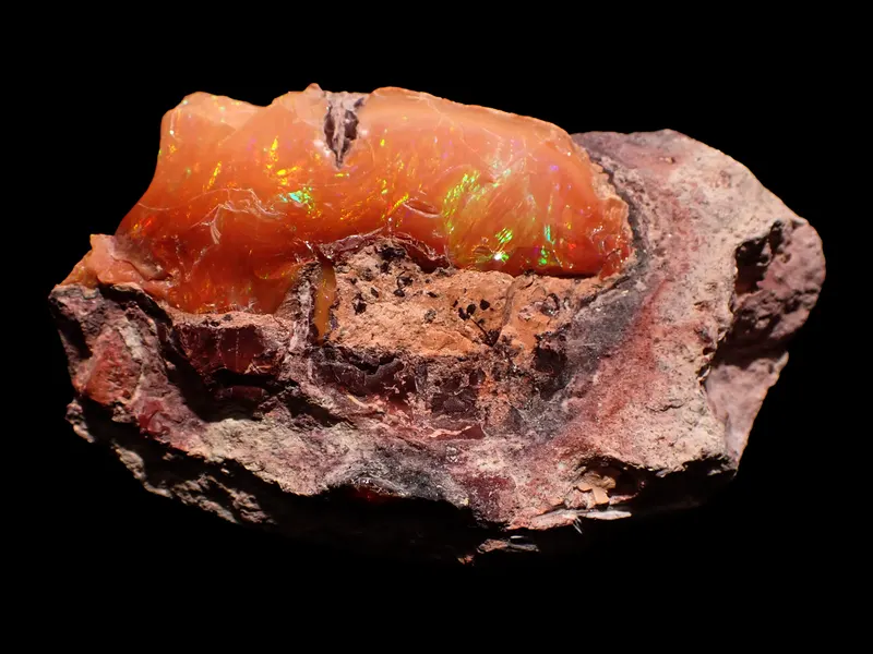 Precious Mexican Fire Opal with attached matrix.jpg